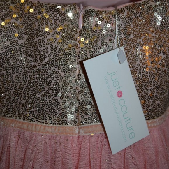 NWT ~ Girls Just Couture Sparkle Pink & Gold Skylar Dress $101 - Picture 8 of 10